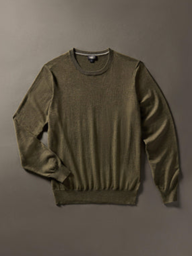 Faherty Movement Crewneck Sweater - Olive Ridge Heather