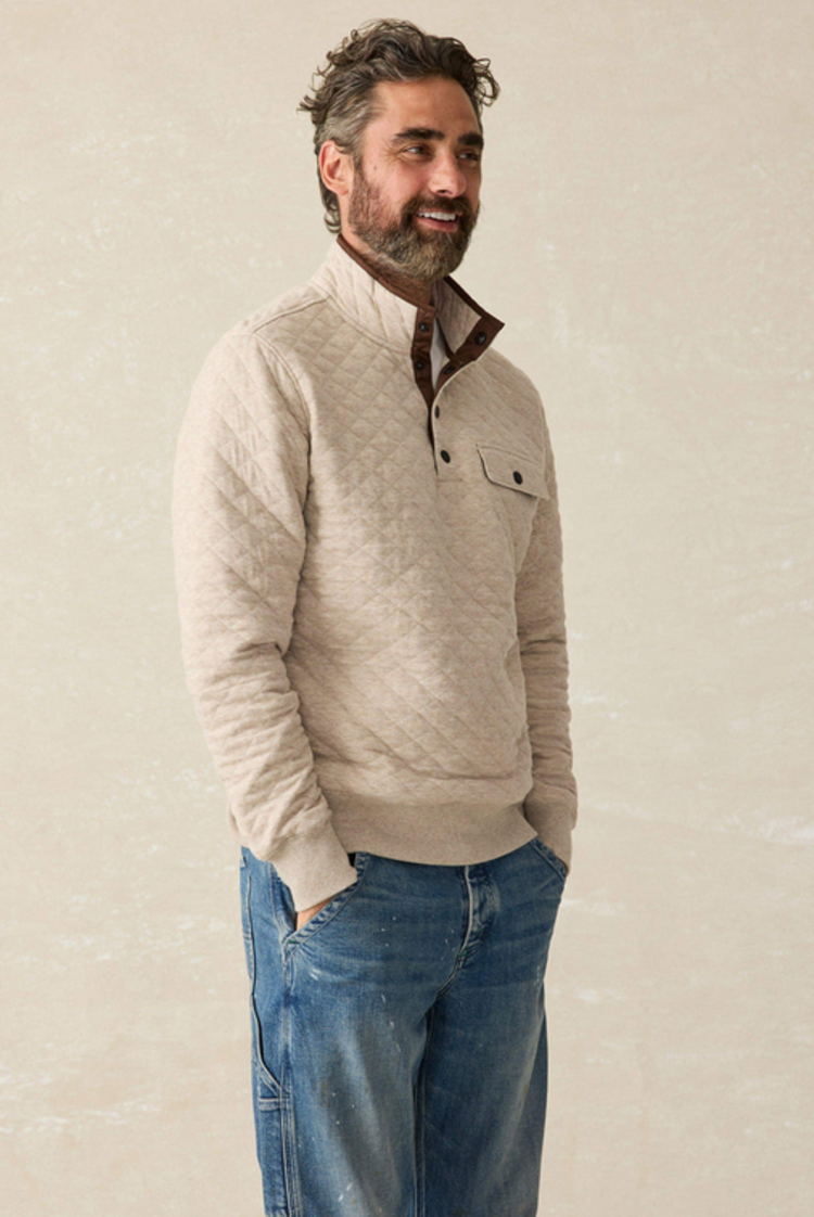Faherty Epic Quilted Fleece cpo- Oatmeal Melange