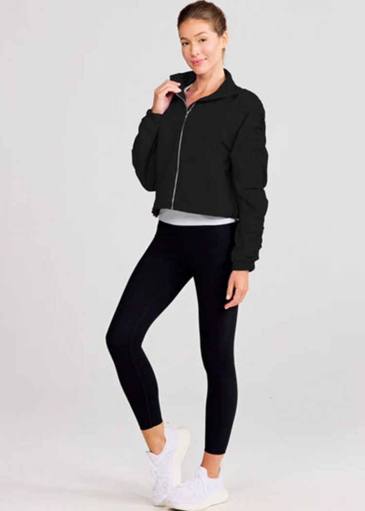 Tasc Jet Set Ruched Windbreaker - Black