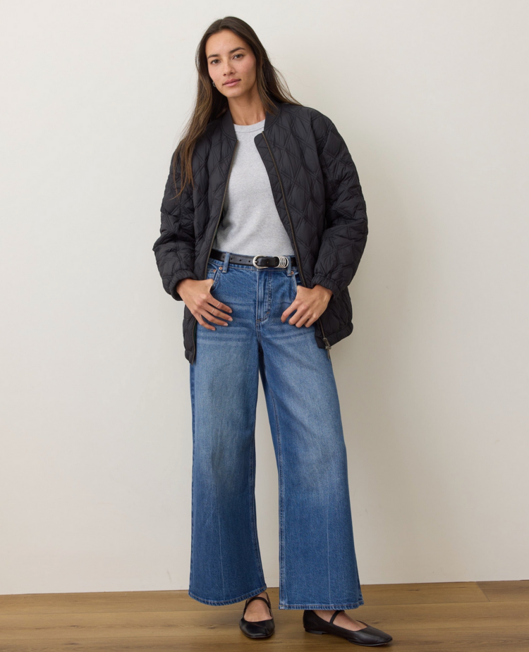 Marine Layer Marina Quilted Bomber - Black