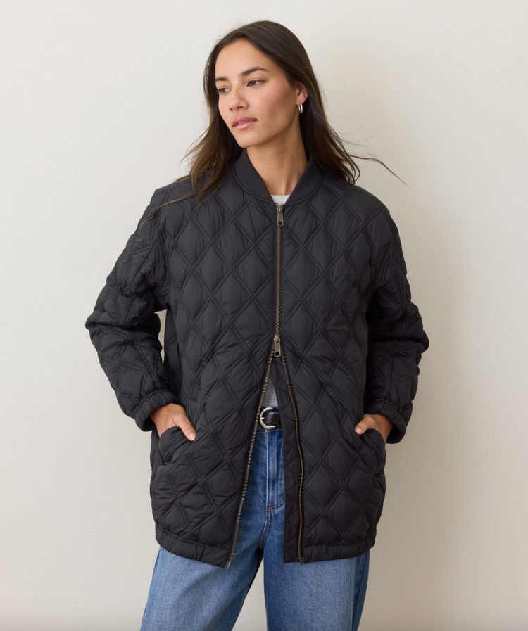 Marine Layer Marina Quilted Bomber - Black