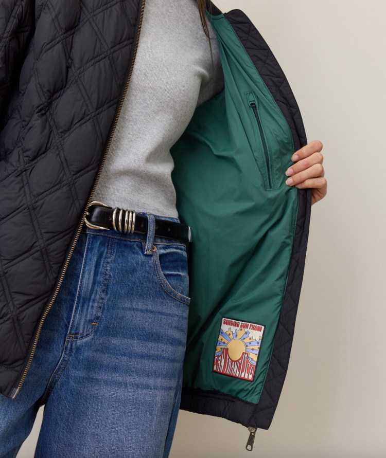 Marine Layer Marina Quilted Bomber - Black