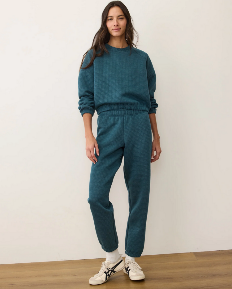 Marine Layer Corbet Quilted Jogger - Dark Teal Heather
