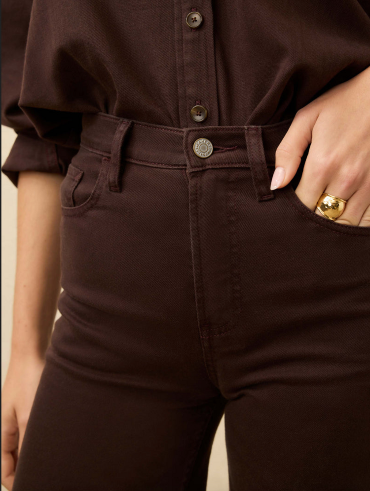 Faherty Saturday Denim Wide Leg - Chocolate Brown