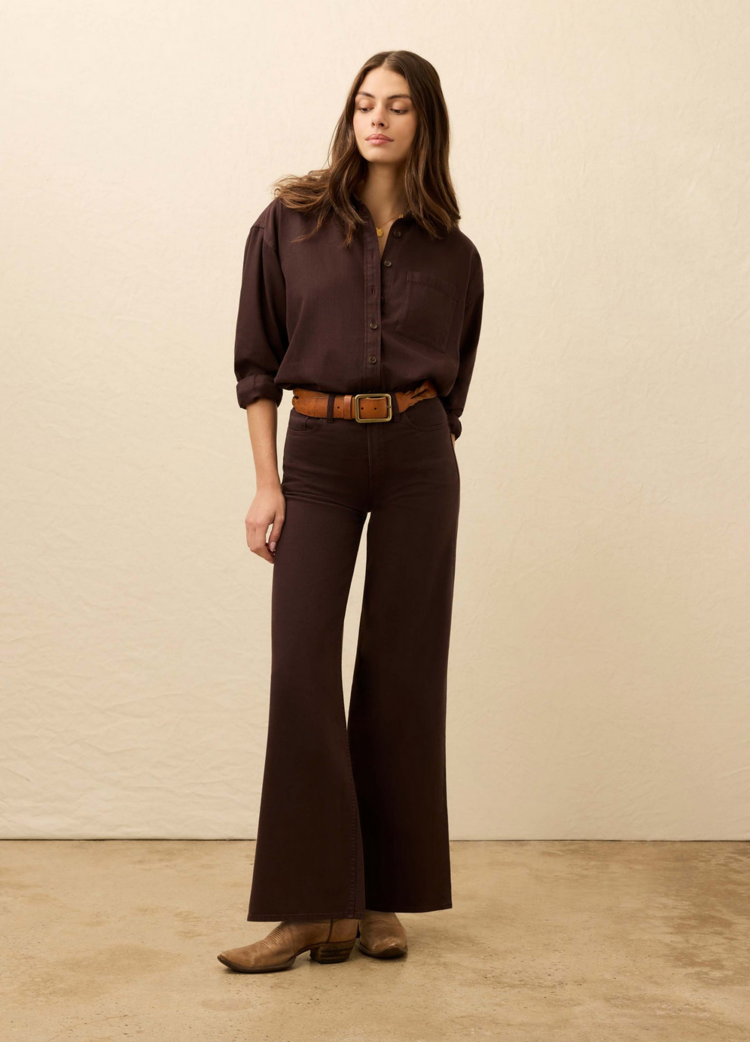 Faherty Saturday Denim Wide Leg - Chocolate Brown