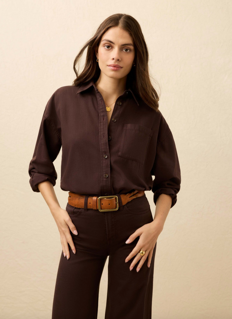 Faherty Sunfair Denim Shirt - Chocolate Brown