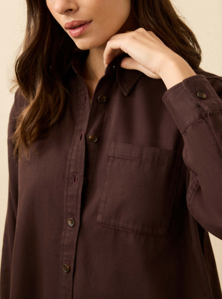 Faherty Sunfair Denim Shirt - Chocolate Brown