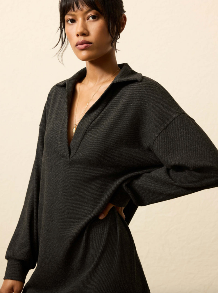 Faherty Legend Sweater Hudson Dress - Hthrd Black Twill