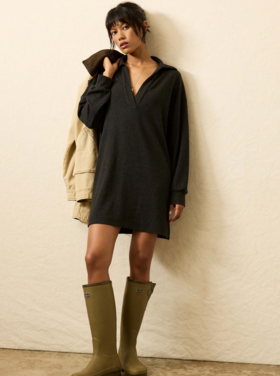 Faherty Legend Sweater Hudson Dress - Hthrd Black Twill