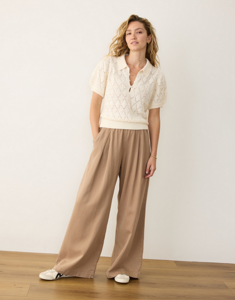 Marine Layer Rebecca Sweater Polo - Cream