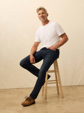 Faherty Stretch Terry Indigo 5 Pocket- Belmar Coast Wash