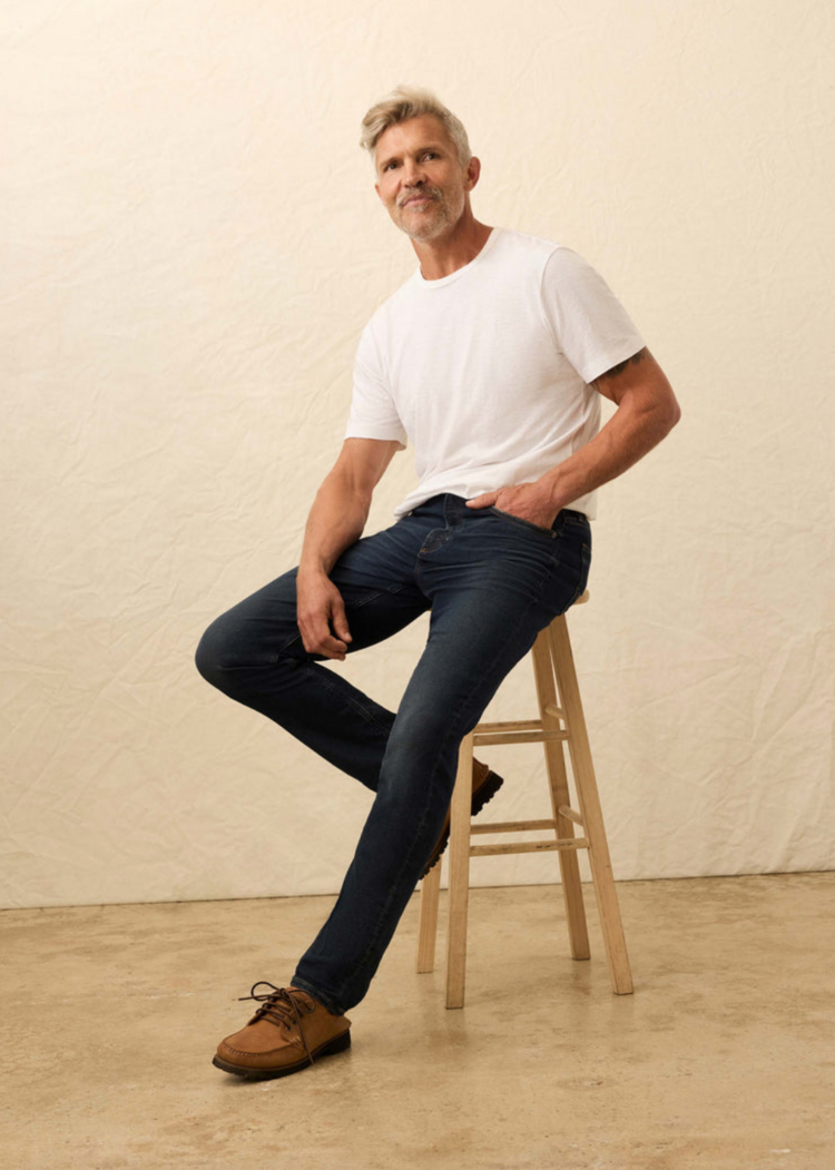 Faherty Stretch Terry Indigo 5 Pocket- Belmar Coast Wash