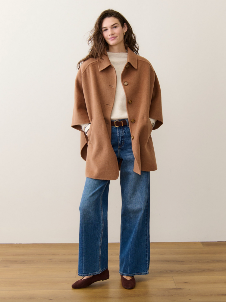 Marine Layer Colette Wool Drape Coat - Camel