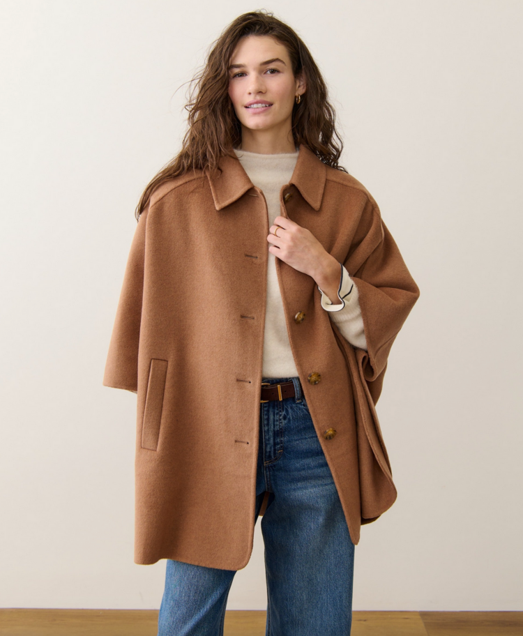 Marine Layer Colette Wool Drape Coat - Camel