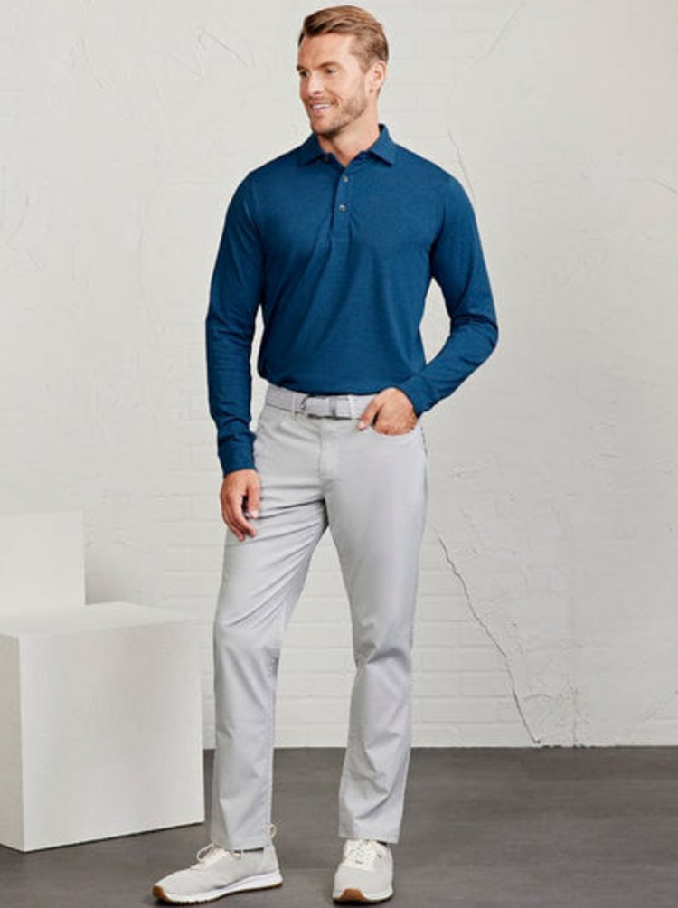 Tasc Westport Long Sleeve Polo - Cavern Heather