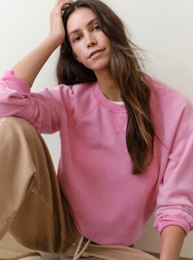 Marine Layer Cloud 9 Fleece Reversible Crewneck - Fuscia