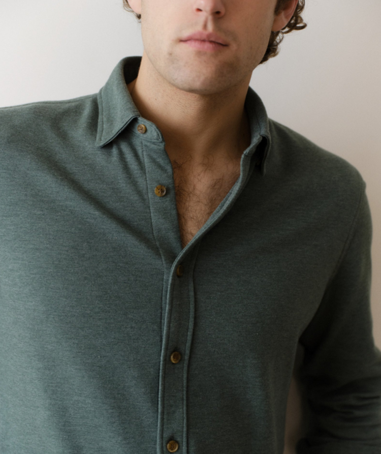 Marine Layer Pacifica Stretch Shirt - Green Heather