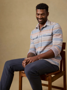 Faherty M Legend  Sweater Shirt - Isle Breeze Stripe