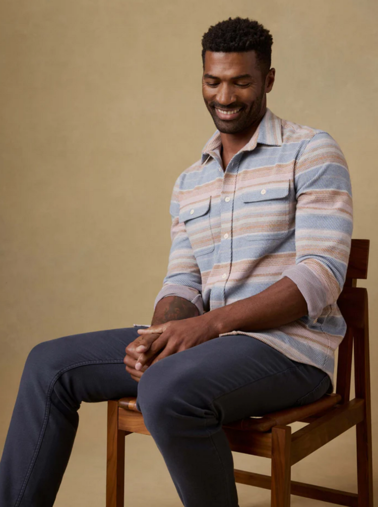 Faherty M Legend  Sweater Shirt - Isle Breeze Stripe