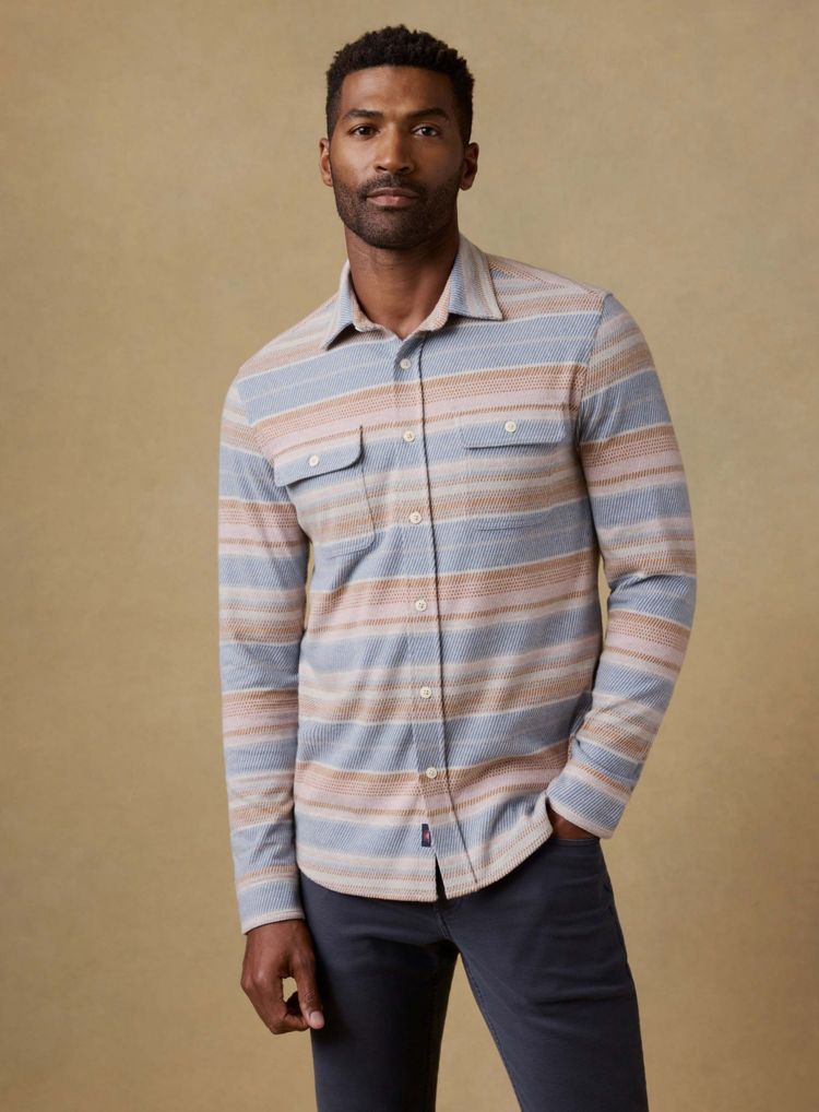 Faherty M Legend  Sweater Shirt - Isle Breeze Stripe