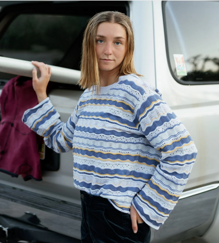 Jetty Lockwood Pointelle Sweater - Blue
