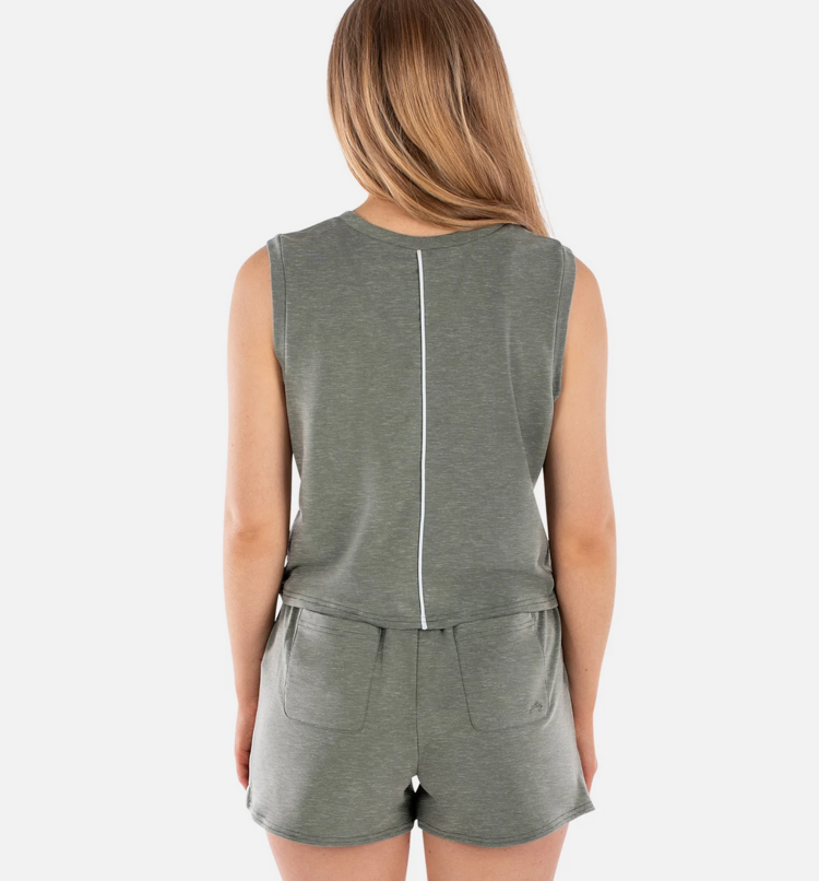 Jetty Bondi V-Neck Tank - Agave