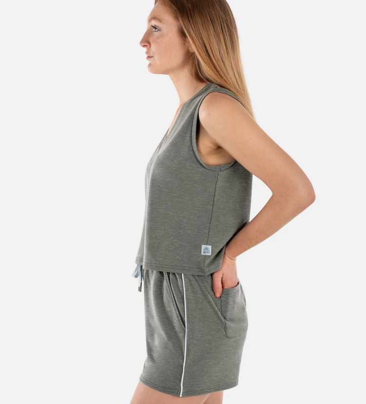 Jetty Bondi V-Neck Tank - Agave