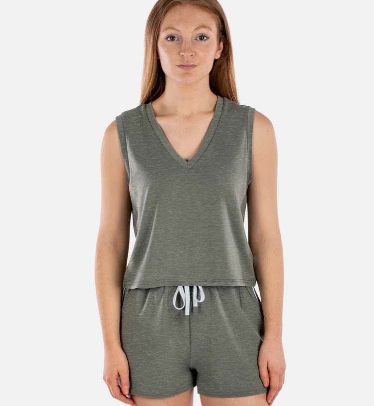 Jetty Bondi V-Neck Tank - Agave