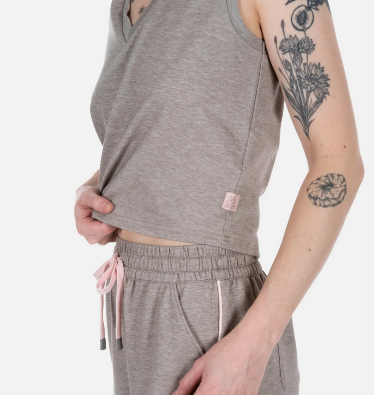 Jetty Bondi V-Neck Tank - Warm Grey