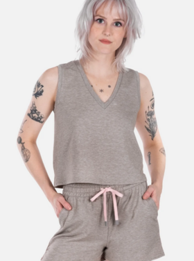 Jetty Bondi V-Neck Tank - Warm Grey