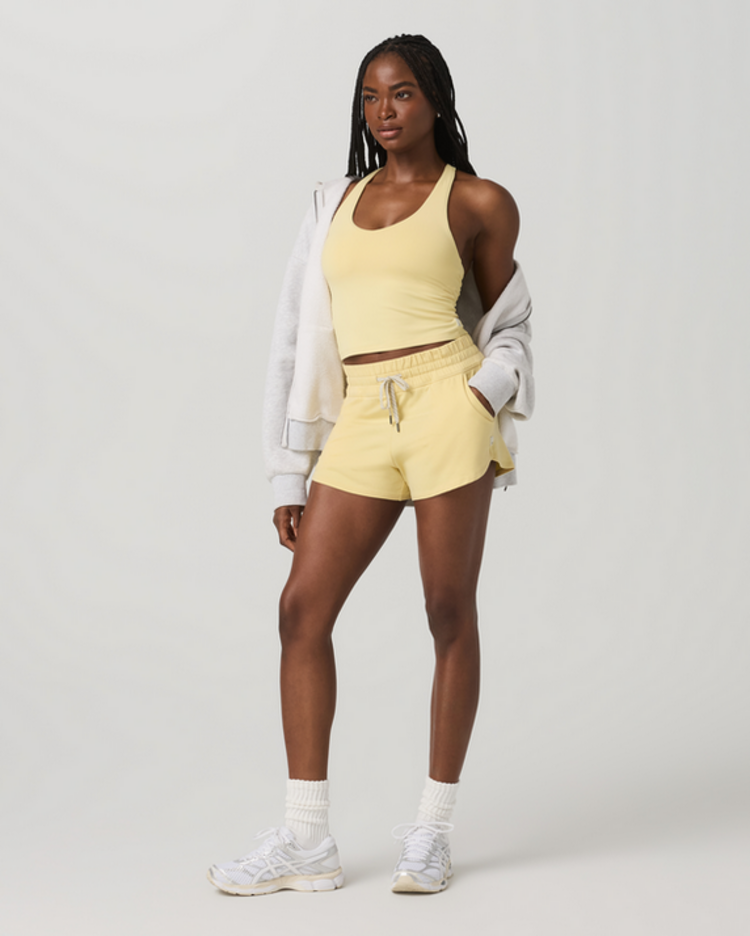 Vuori Halo Performance Crop Tank 2.0 - Lemon Snap Hthr