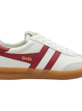Gola W Cyclone Leather Sneak- White/Deep Red/Gum