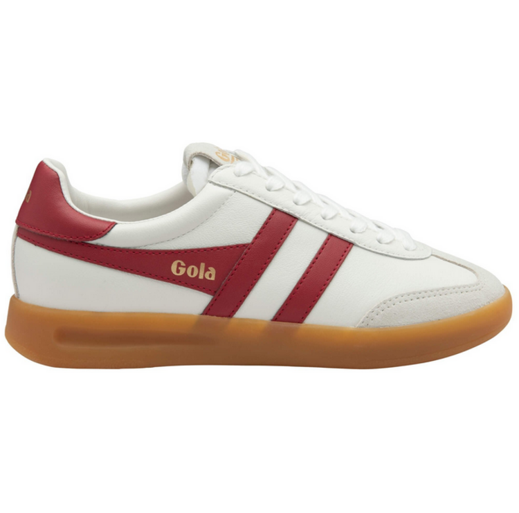 Gola W Cyclone Leather Sneak- White/Deep Red/Gum