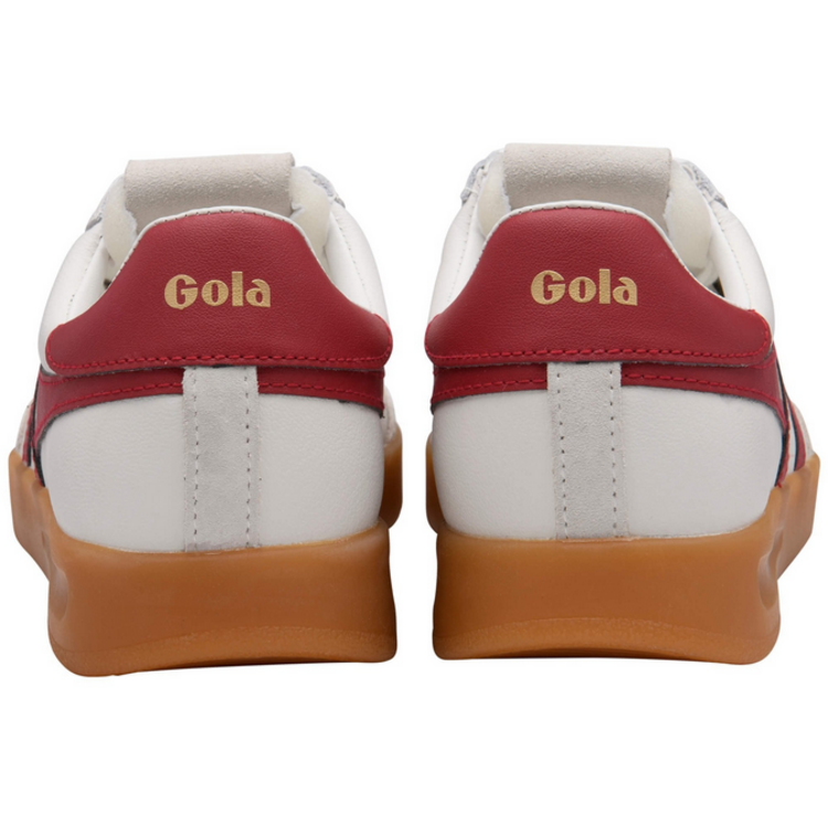 Gola W Cyclone Leather Sneak- White/Deep Red/Gum