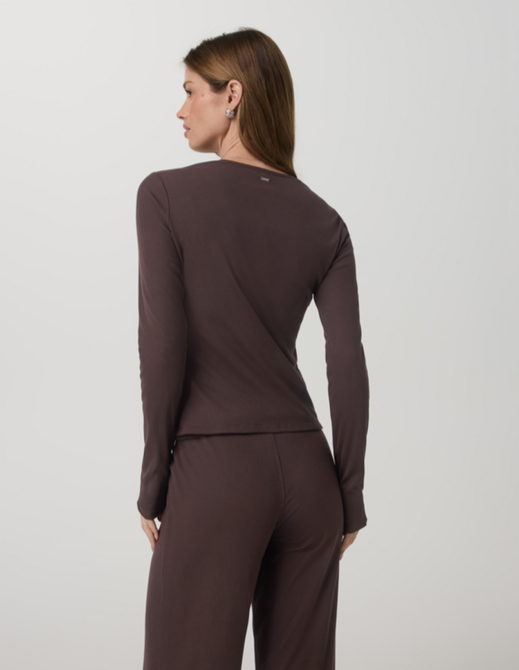 Vuori Long Sleeve Pose Twin Cardigan - French Roast