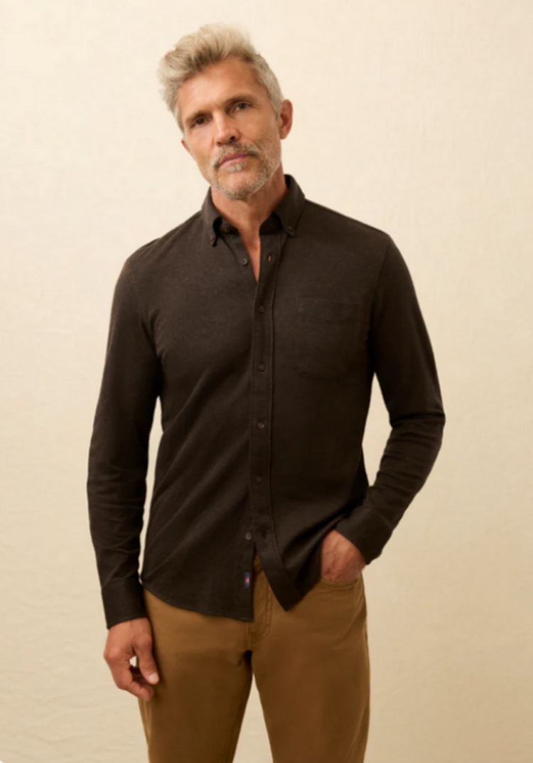 Faherty Coastline Knit Shirt - Bear Mountain Houndsth