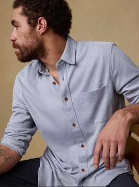 Faherty Coastline Knit Shirt - Oceanside Blue