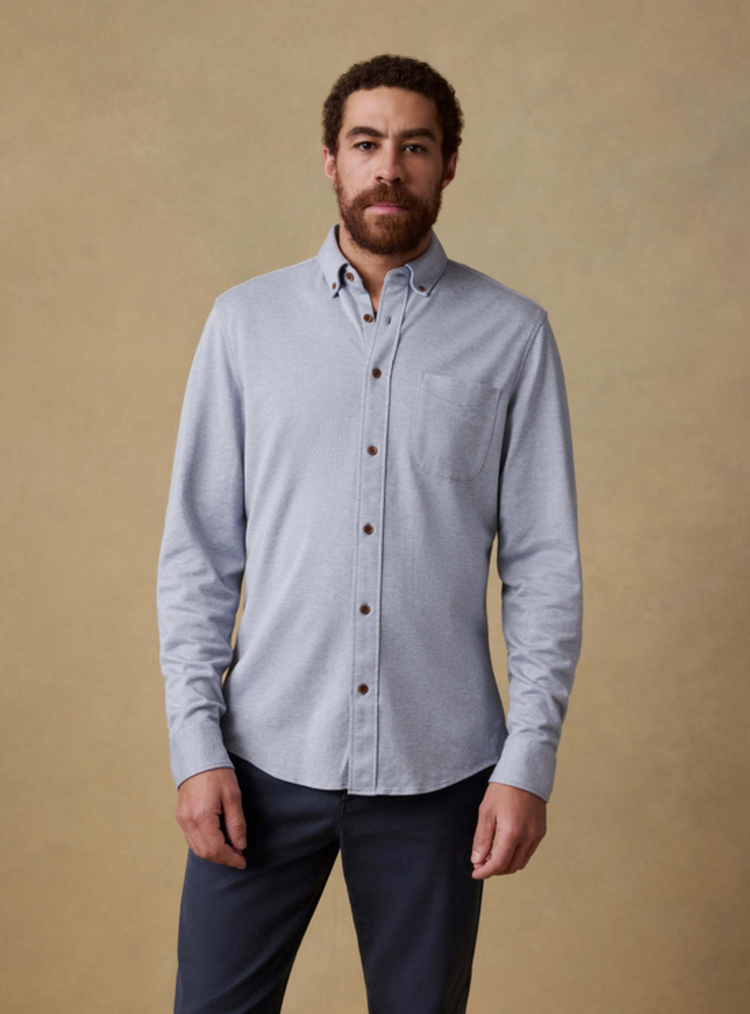 Faherty Coastline Knit Shirt - Oceanside Blue