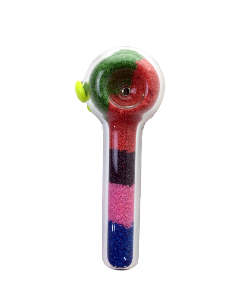 5 INCH COLOR CRYSTAL FILLED UV HAND PIPE - #0275