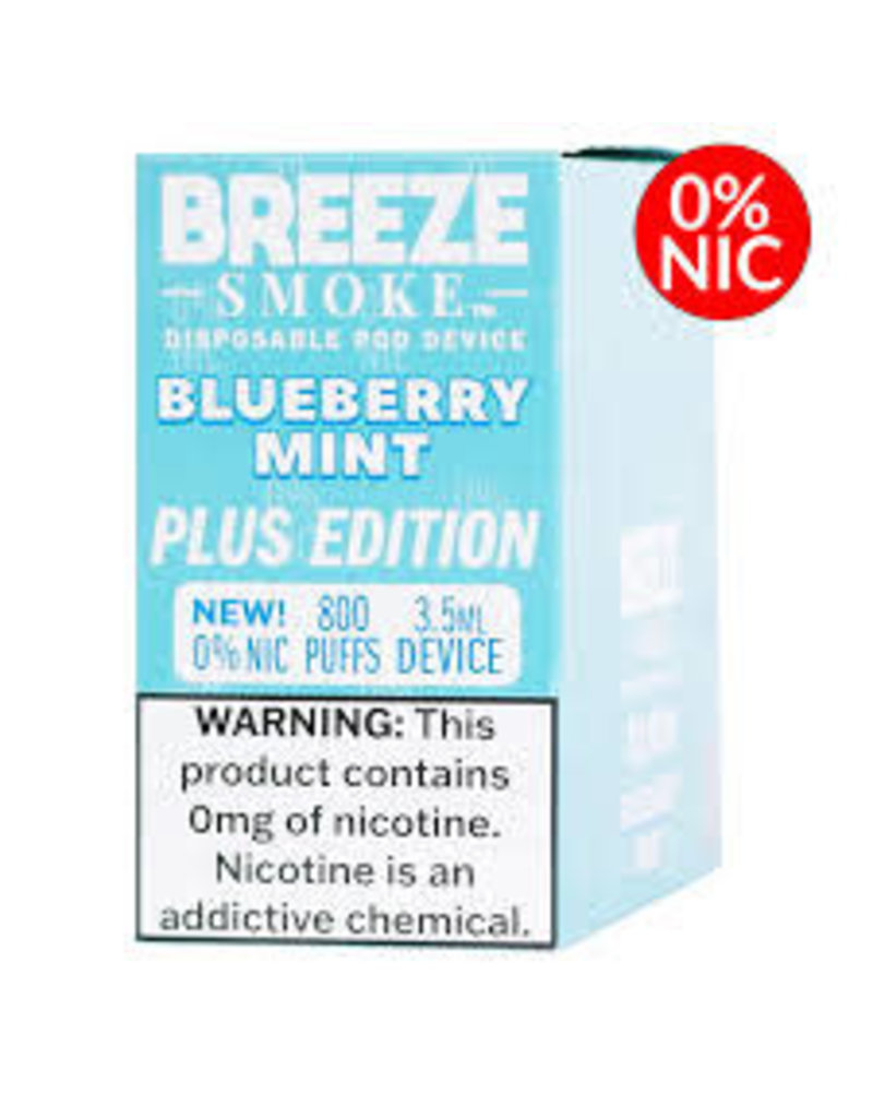 Breeze Breeze Plus Disposable 0% Nic  - Blueberry Mint
