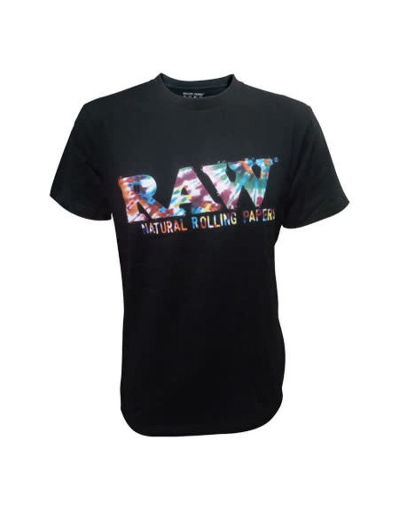 Raw Raw 100% Cotton Black Shirt Tie Dye Design - Large