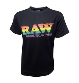 Raw Raw 100% Cotton Black Shirt Rainbow Design - Large