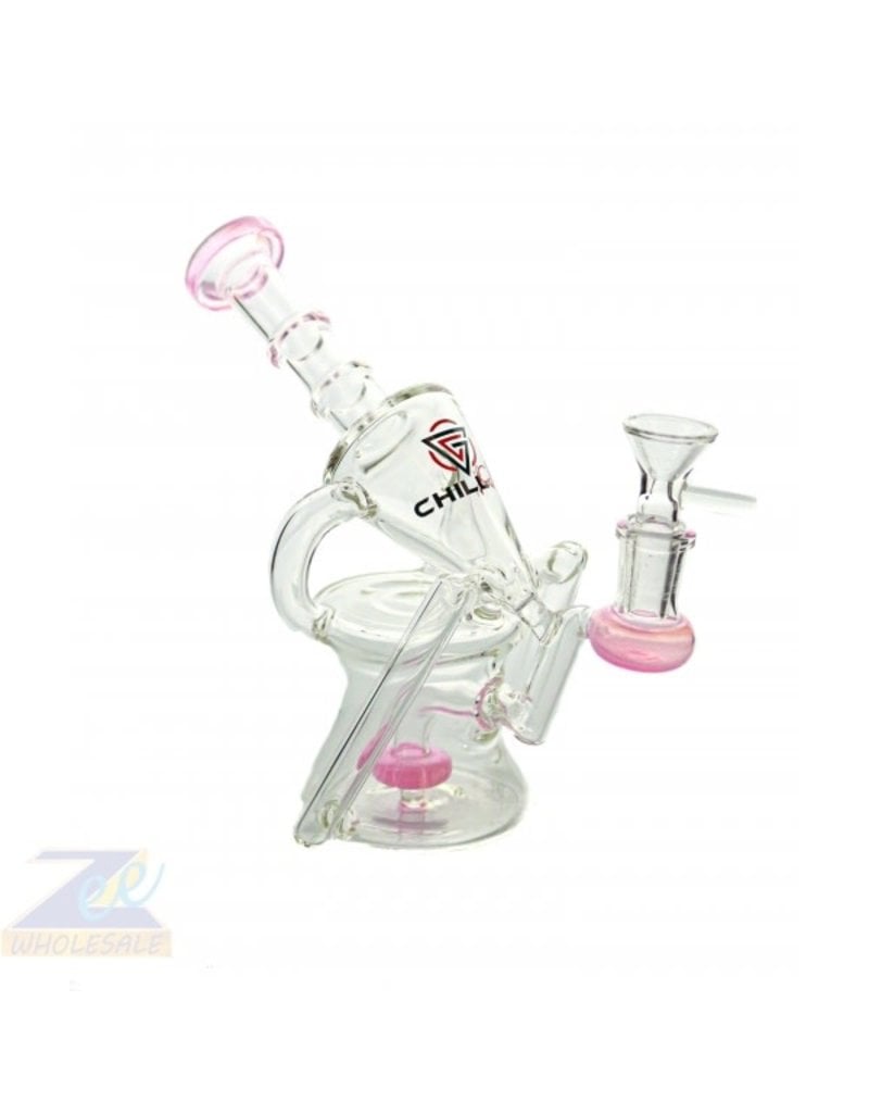 Chill Glass 8" CHILL GLASS WATER PIPE TRUMPET RECYCLER COLOR PERC 323GM ASSORTED COLORS - #1231