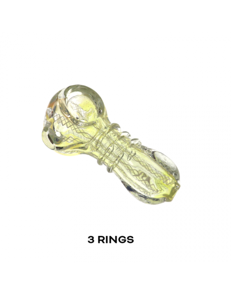 3" Glass Hand Pipe - 3 Rings - #1482