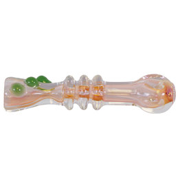 Gold With Pink Fume Chillum Hand Pipe - #1497