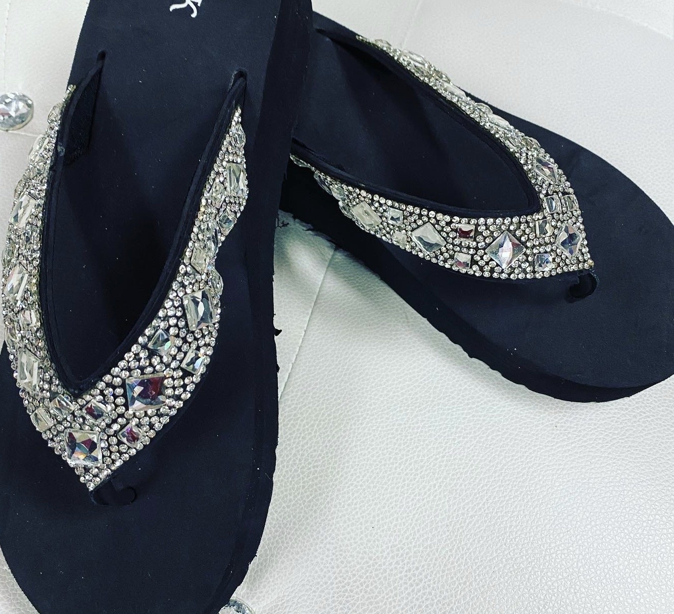 Rhinestone Wedge Flip Flops - Bling Bling Sisters