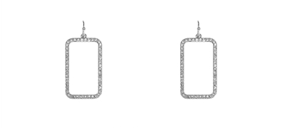 ME10488 Silver Pave Rhinestone Square Earring