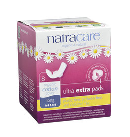 Menstrual Pads - Ultra Extra w Wings - Long Natracare  (8 pack)