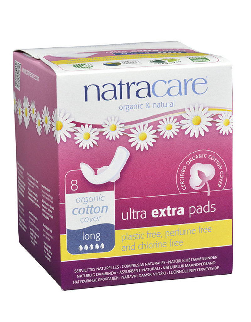 Menstrual Pads - Ultra Extra w Wings - Long Natracare  (8 pack)