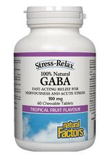 Natural Factors CANADIAN - GABA - 100mg Natural - Tropical Fruit (60 chewable tabs)